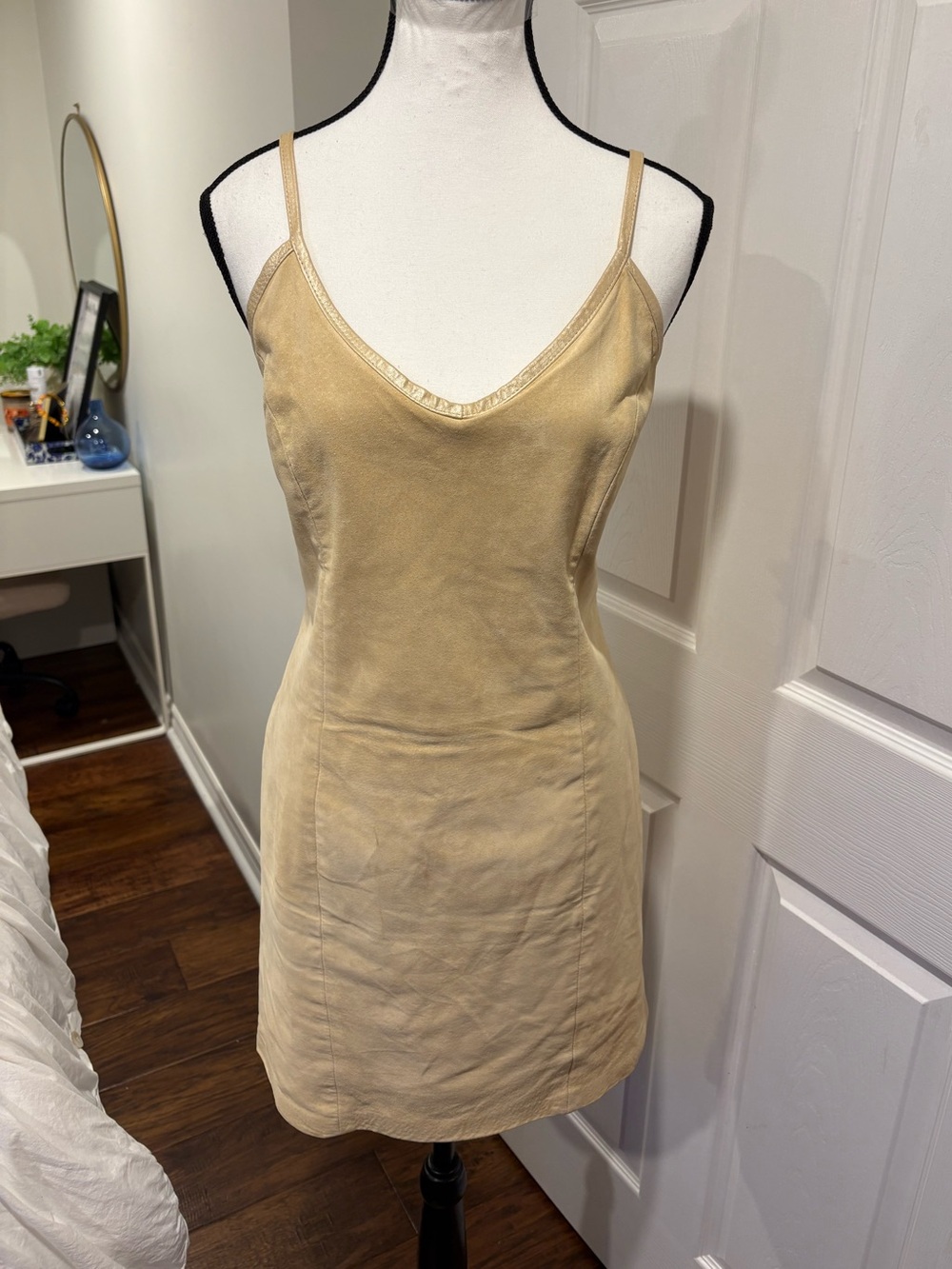 Danier Vintage Tan Genuine Leather Mini Dress